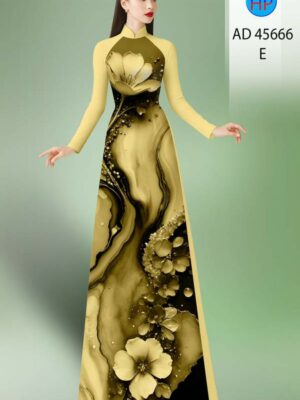 Vải Áo Dài Hoa In 3D AD 45666