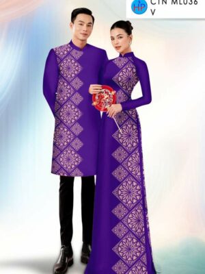 Vải Áo Dài Cặp Đôi Hoa Văn AD CTN ML036