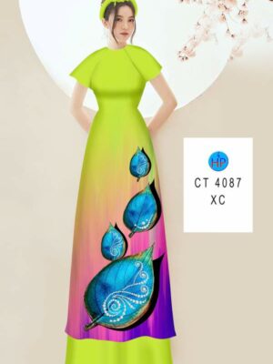 Vải Áo Dài In Hình Lá AD 4087