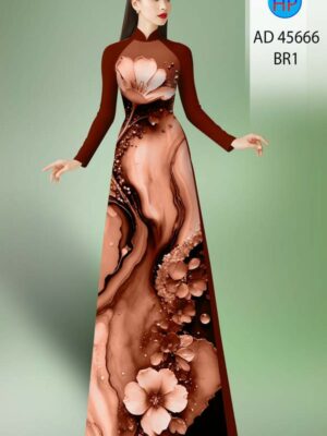 Vải Áo Dài Hoa In 3D AD 45666