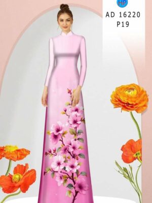 Vải Áo Dài Hoa In 3D AD 16220