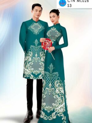 Vải Áo Dài Cặp Đôi Hoa Văn AD CTNML026