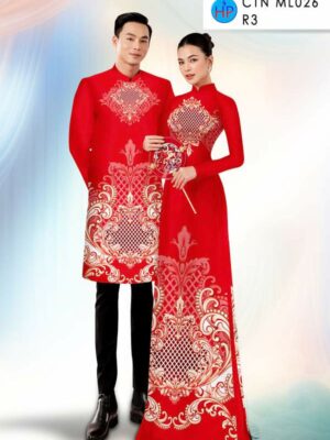 Vải Áo Dài Cặp Đôi Hoa Văn AD CTNML026