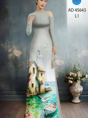 Vải Áo Dài Phong Cảnh AD 45643