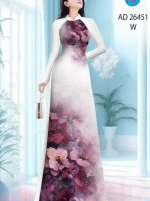 Vải Áo Dài Hoa In 3D AD 26451