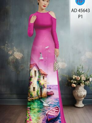 Vải Áo Dài Phong Cảnh AD 45643