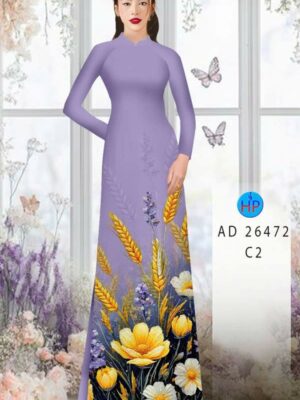 Vải Áo Dài Hoa In 3D AD 26472