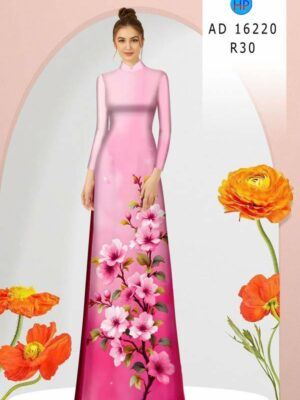 Vải Áo Dài Hoa In 3D AD 16220