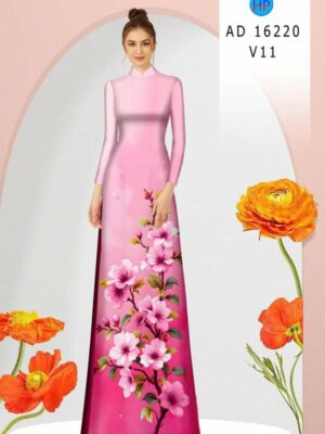 Vải Áo Dài Hoa In 3D AD 16220