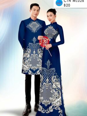 Vải Áo Dài Cặp Đôi Hoa Văn AD CTNML026