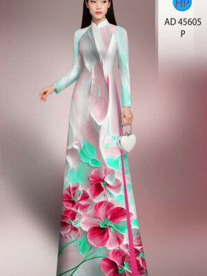 Vải Áo Dài Hoa In 3D AD 45605