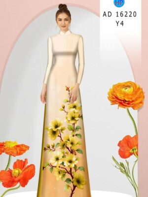 Vải Áo Dài Hoa In 3D AD 16220