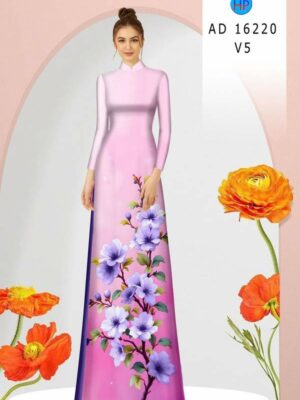 Vải Áo Dài Hoa In 3D AD 16220