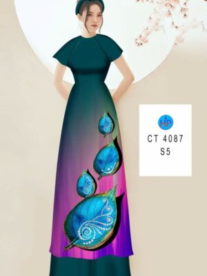 Vải Áo Dài In Hình Lá AD 4087