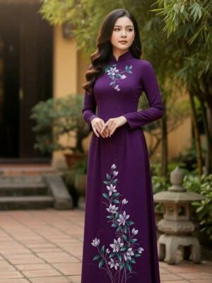 Vải Áo Dài Vẽ Tay Cao Cấp Hình AD V