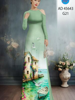 Vải Áo Dài Phong Cảnh AD 45643