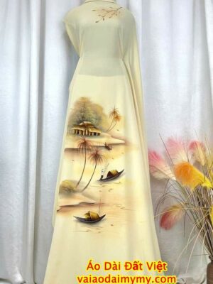Vải Áo Dài Vẽ Tay Cao Cấp Hình AD V