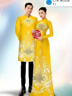 Vải Áo Dài Cặp Đôi Hoa Văn AD CTNML026