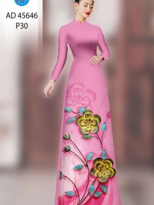 Vải Áo Dài Hoa In 3D AD 45646
