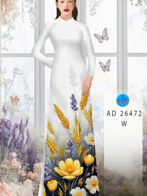 Vải Áo Dài Hoa In 3D AD 26472