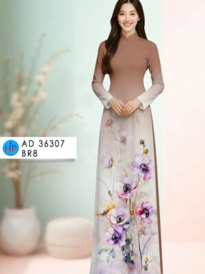 Vải Áo Dài Hoa In 3D AD 36307