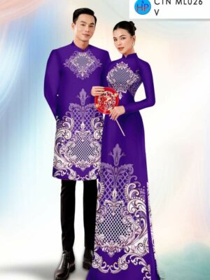 Vải Áo Dài Cặp Đôi Hoa Văn AD CTNML026