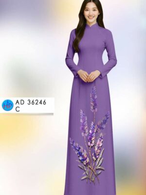 Vải Áo Dài Hoa Lavender AD 36246