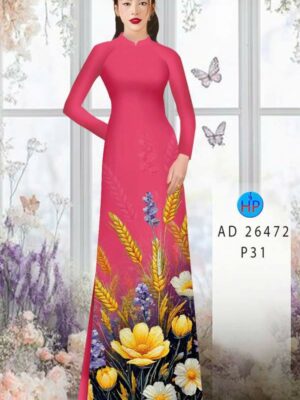 Vải Áo Dài Hoa In 3D AD 26472
