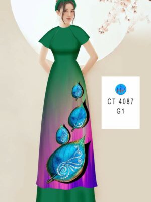 Vải Áo Dài In Hình Lá AD 4087