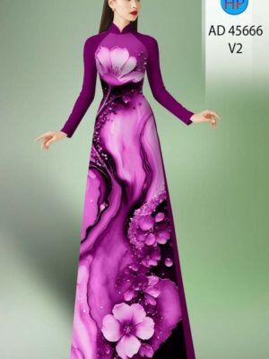 Vải Áo Dài Hoa In 3D AD 45666