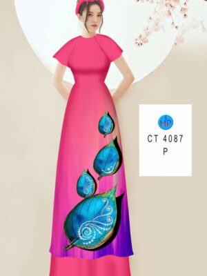 Vải Áo Dài In Hình Lá AD 4087