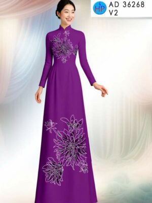 Vải Áo Dài Hoa In 3D AD 36268