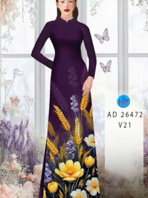 Vải Áo Dài Hoa In 3D AD 26472