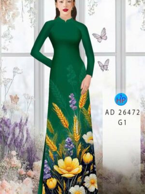 Vải Áo Dài Hoa In 3D AD 26472