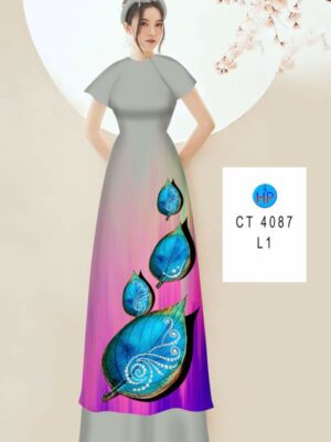 Vải Áo Dài In Hình Lá AD 4087