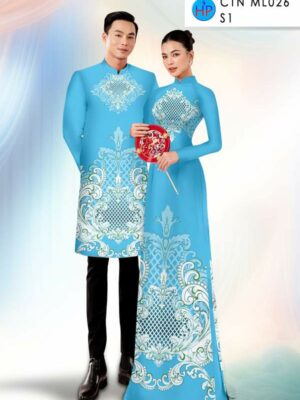 Vải Áo Dài Cặp Đôi Hoa Văn AD CTNML026