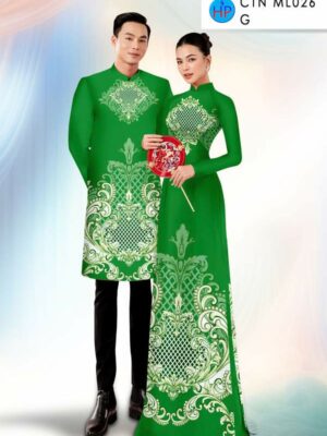 Vải Áo Dài Cặp Đôi Hoa Văn AD CTNML026