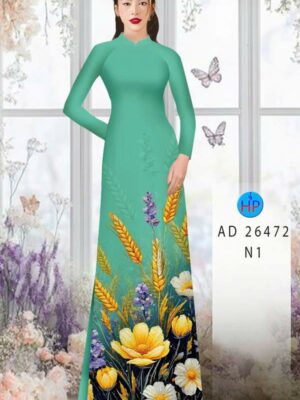 Vải Áo Dài Hoa In 3D AD 26472