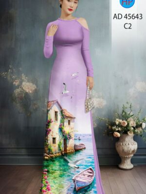 Vải Áo Dài Phong Cảnh AD 45643