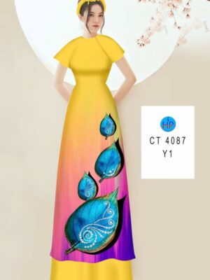 Vải Áo Dài In Hình Lá AD 4087