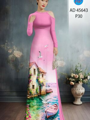 Vải Áo Dài Phong Cảnh AD 45643