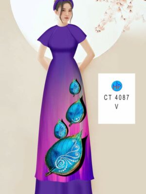 Vải Áo Dài In Hình Lá AD 4087