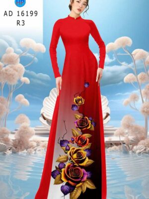 Vải Áo Dài Hoa Hồng AD 16199