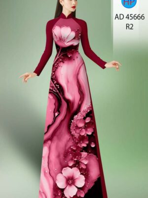 Vải Áo Dài Hoa In 3D AD 45666