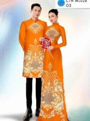 Vải Áo Dài Cặp Đôi Hoa Văn AD CTNML026