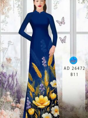 Vải Áo Dài Hoa In 3D AD 26472