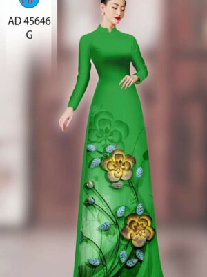Vải Áo Dài Hoa In 3D AD 45646