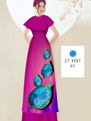 Vải Áo Dài In Hình Lá AD 4087