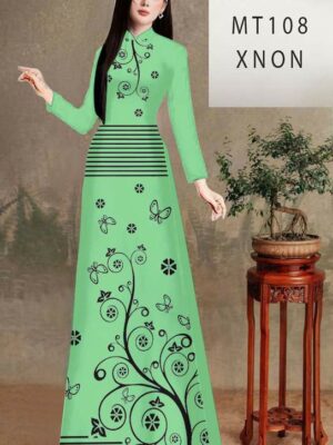 Vải Áo Dài Hoa In 3D AD MT108