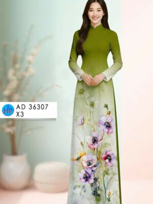 Vải Áo Dài Hoa In 3D AD 36307